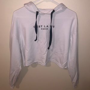 Cute cropped white Paris hoodie